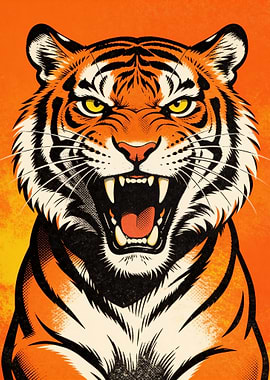 Aggressive Tiger Portrait Illustration