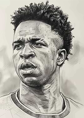 Vinicius Junior Portrait Sketch