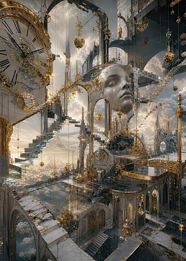 Surreal Celestial Clockwork Palace