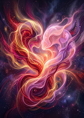 Abstract Cosmic Heart Nebula