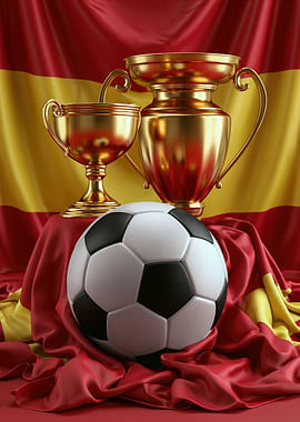 Spanish Soccer Championship Trophies and Ball