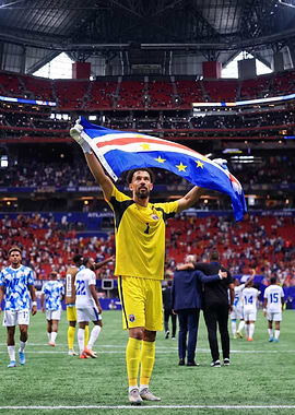Goalkeeper Celebrating with Cape Verde Flag