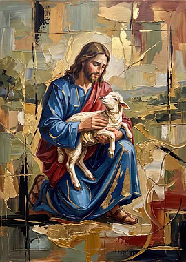 Jesus Christ Holding a Lamb Painting