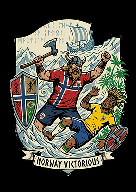 Norway Victorious Viking Soccer Illustration