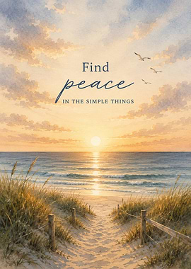 Find Peace Beach Sunset Poster