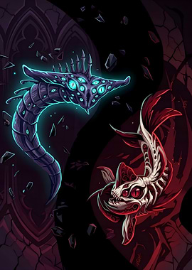 Eldritch Yin Yang Serpent and Fish
