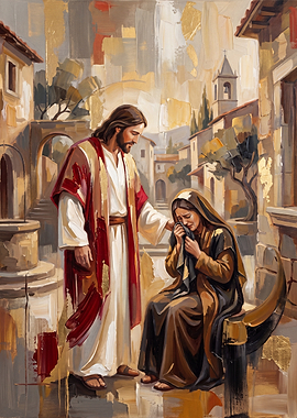 Jesus Comforting a Weeping Woman