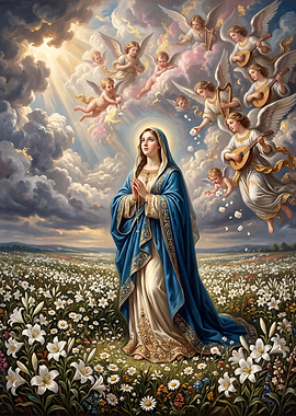 The Virgin Mary in Flower Field