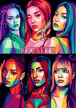 Katseye Pop Art Portrait Poster