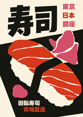 Minimalist Sushi Poster Art