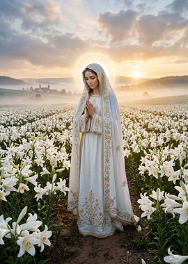 Virgin Mary in a Lily Field