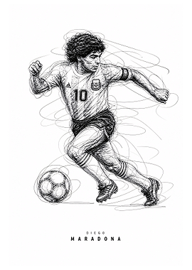 Diego Maradona Scribble Art Portrait