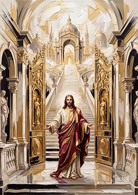Jesus Standing Before Heavenly Gates