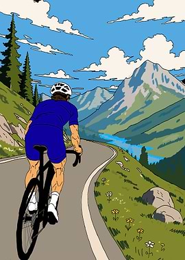 Cyclist Riding Through Mountain Landscape