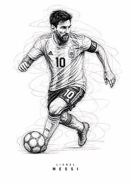 Lionel Messi Scribble Art Portrait