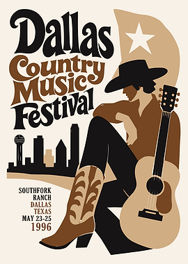 Dallas Country Music Festival Vintage Poster