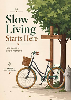 Slow Living Bicycle Inspirational Poster
