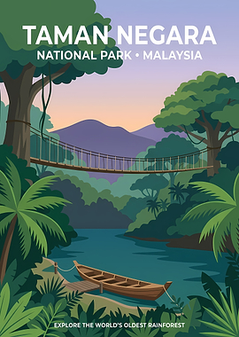 Taman Negara National Park Travel Poster