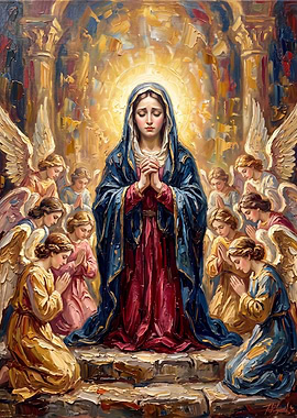 Virgin Mary Surrounded by Praying Angels