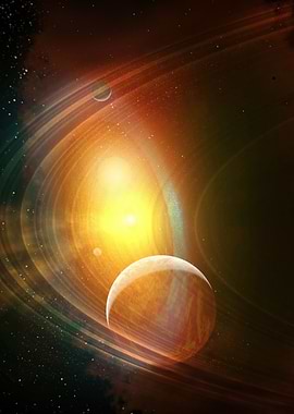 Cosmic Embrace: Ringed Giant's Radiance