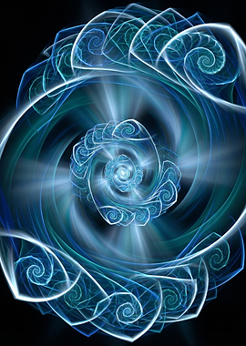 Luminous Blue Fractal Spiral Vortex