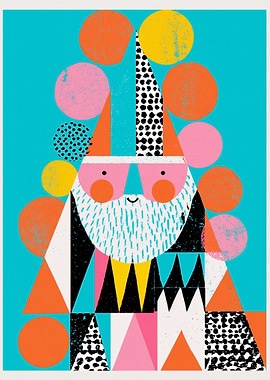 Abstract Geometric Bearded Character Illustration