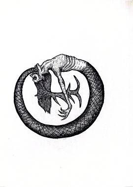Ouroboros Wendigo Ink Illustration