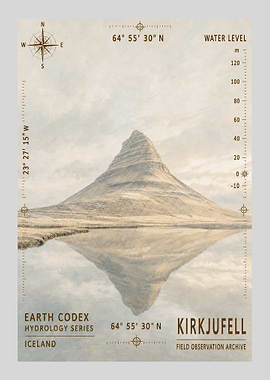Kirkjufell Iceland Field Observation Archive Poster