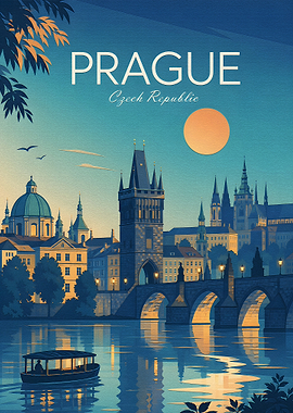 Vintage Travel Poster of Prague