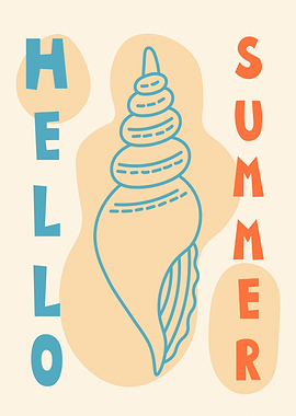 Hello Summer Seashell Poster