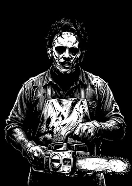Leatherface with Chainsaw Illustration