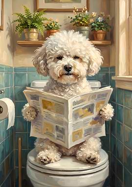 Dog Bichon Frise Toilet