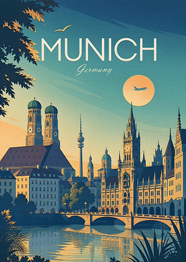 Vintage Travel Poster of Munich