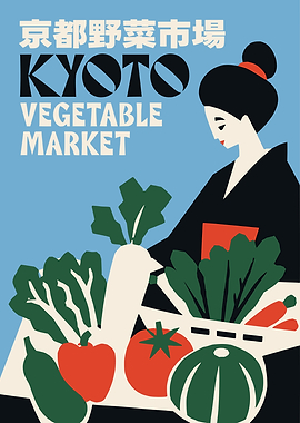 Kyoto Vegetable Market Vintage Poster