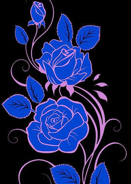 Elegant Blue Rose Floral Illustration