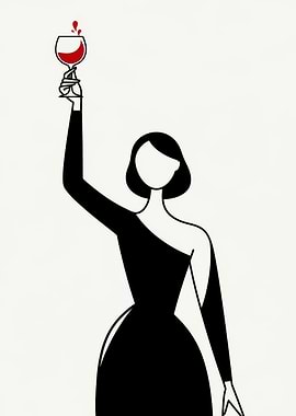 Minimalist Woman Toasting with Wine