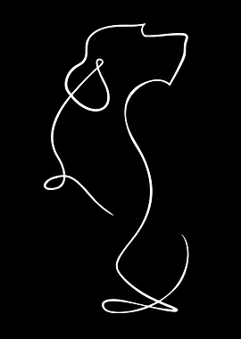 Minimalist Single Line Dog Silhouette