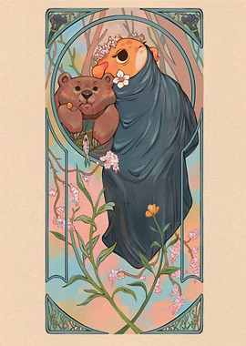 Art Nouveau Bear and Creature Illustration