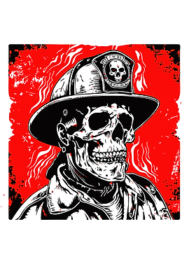 Firefighter Skull Graphic Illustration