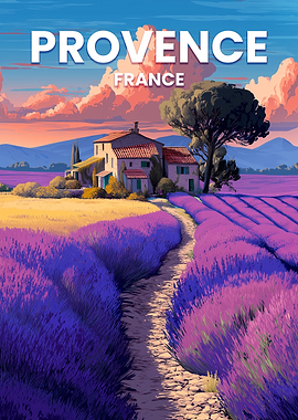 Provence France Lavender Field Travel Poster