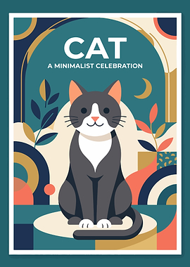 Minimalist Cat Celebration Poster