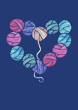 Heart Shape Made of Yarn Balls