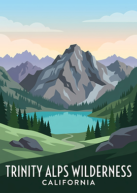 Trinity Alps Wilderness California Travel Poster