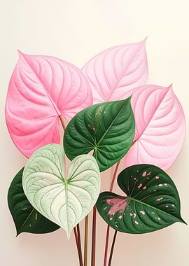 Colorful Heart-Shaped Tropical Leaves