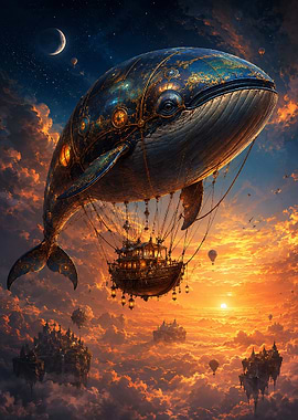 Celestial Steampunk Whale Airship
