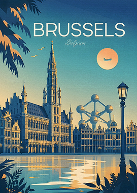 Vintage Travel Poster of Brussels