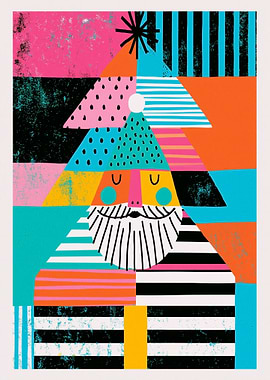 Abstract Geometric Santa Claus Illustration