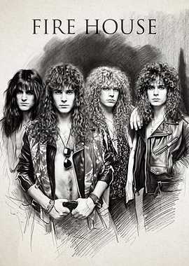 FireHouse Band Pencil Sketch Portrait