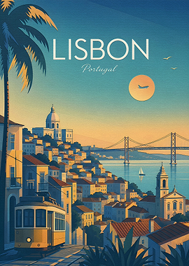 Vintage Travel Poster of Lisbon
