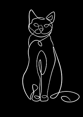Minimalist Single Line Cat Drawing